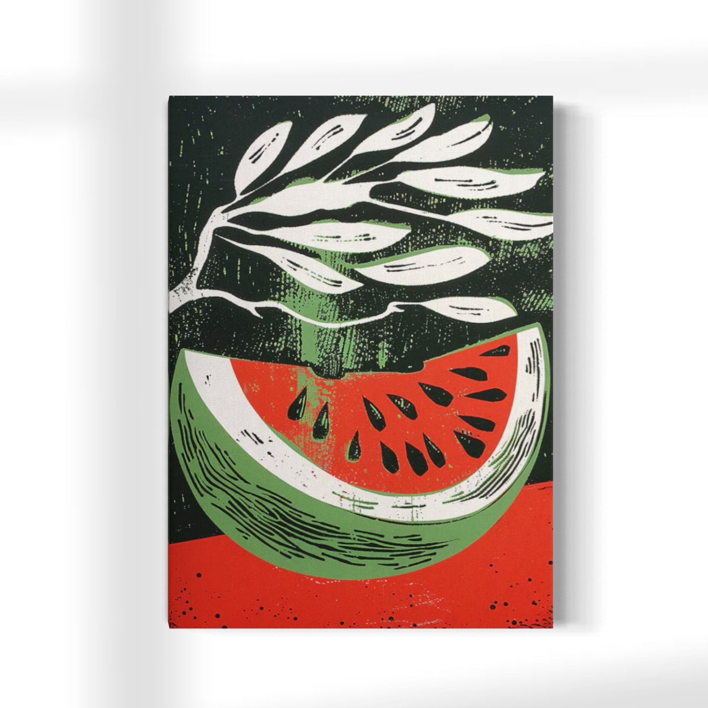 The Olive Branch & The Watermelon | Abstract Canvas Print