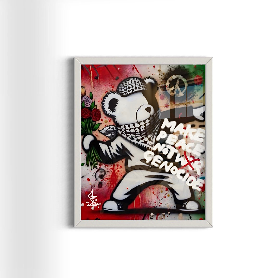 Make Peace Bear | Palestine - Graffiti Framed Art Print