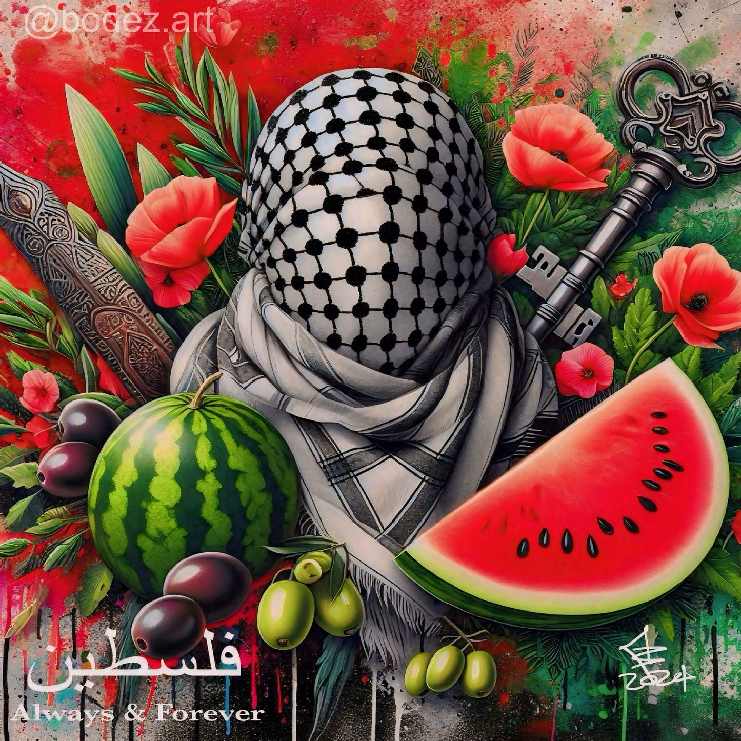 Always & Forever | Palestine Graffiti Canvas Print