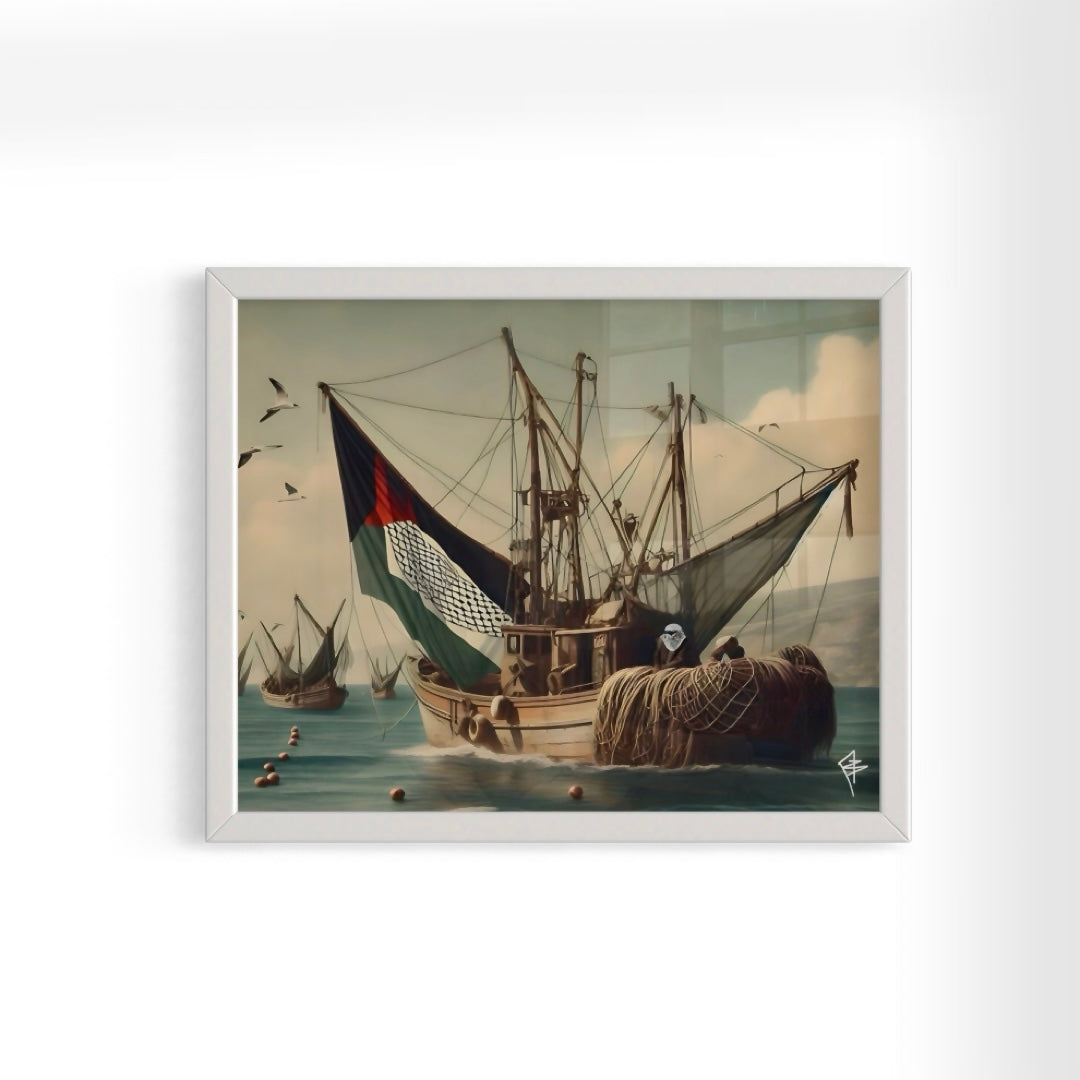 The Palestinian Fishermen -  Framed Art Print