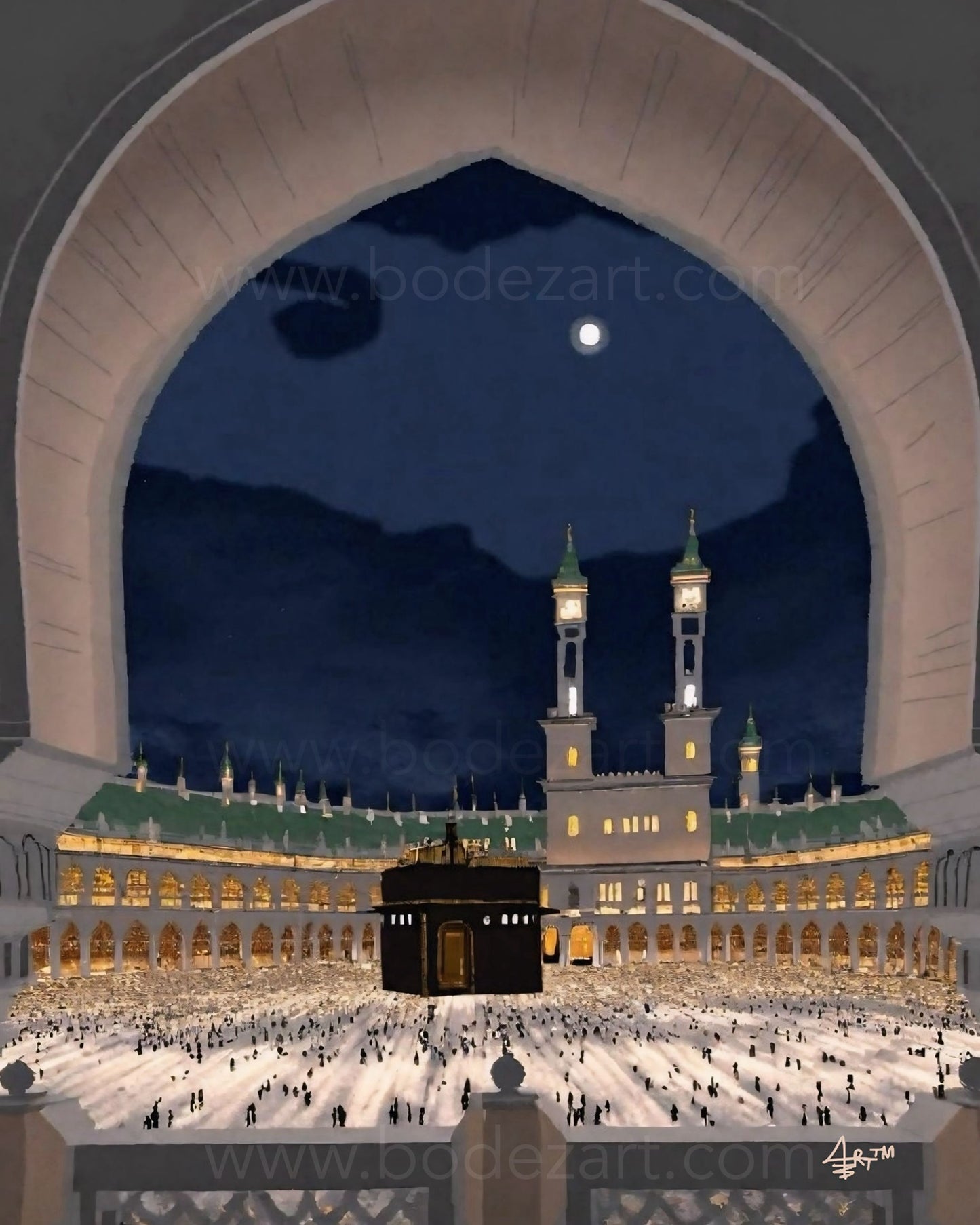 Kaaba With A View - Islamic Wall Art Framed Canvas Print