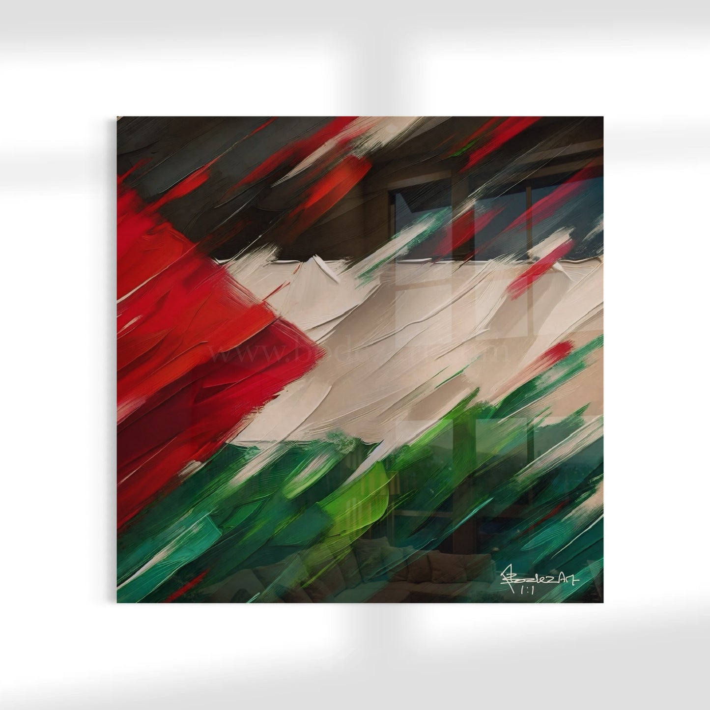 Palestine Brush Abstract | 1:1 Glass Wall Art