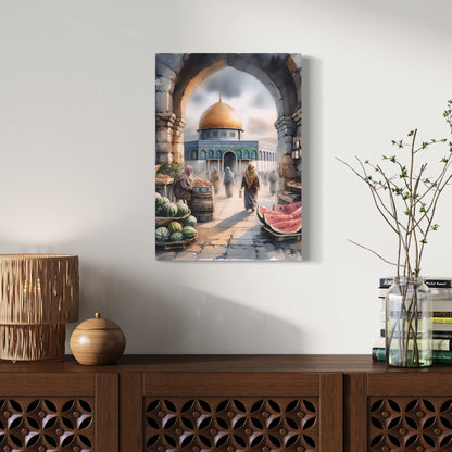 Al Quds Market | Watercolour - Palestine Wall Art Canvas Print