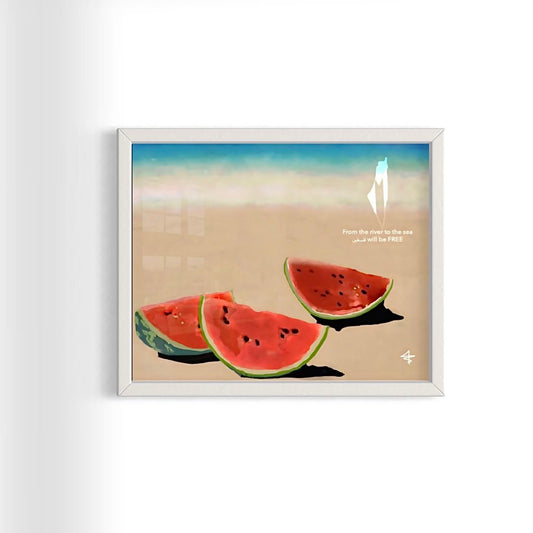 Watercolour Watermelon - Palestine Framed Art Print