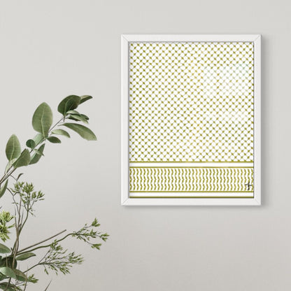 Palestinian Keffiyeh (Olive) - Framed Art Print