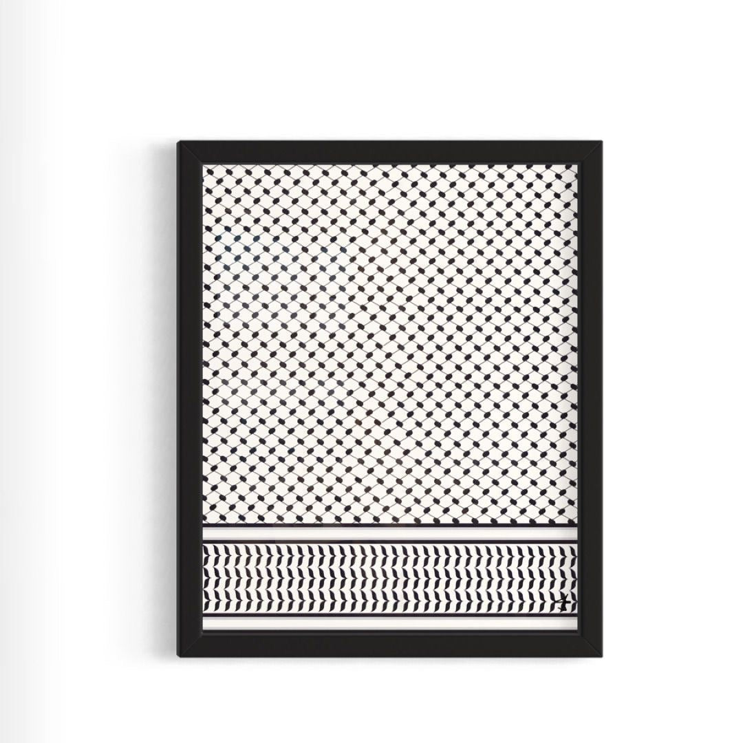 Palestinian Keffiyeh (Black & White) - Framed Art Print