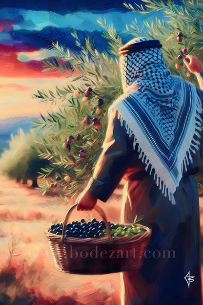 The Olive Farmer - Palestine Glass Wall Art