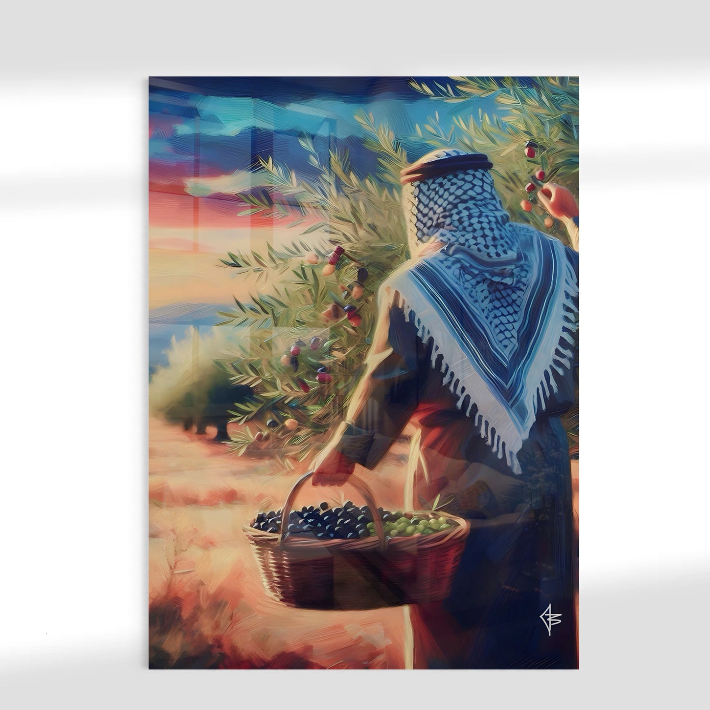 The Olive Farmer - Palestine Glass Wall Art