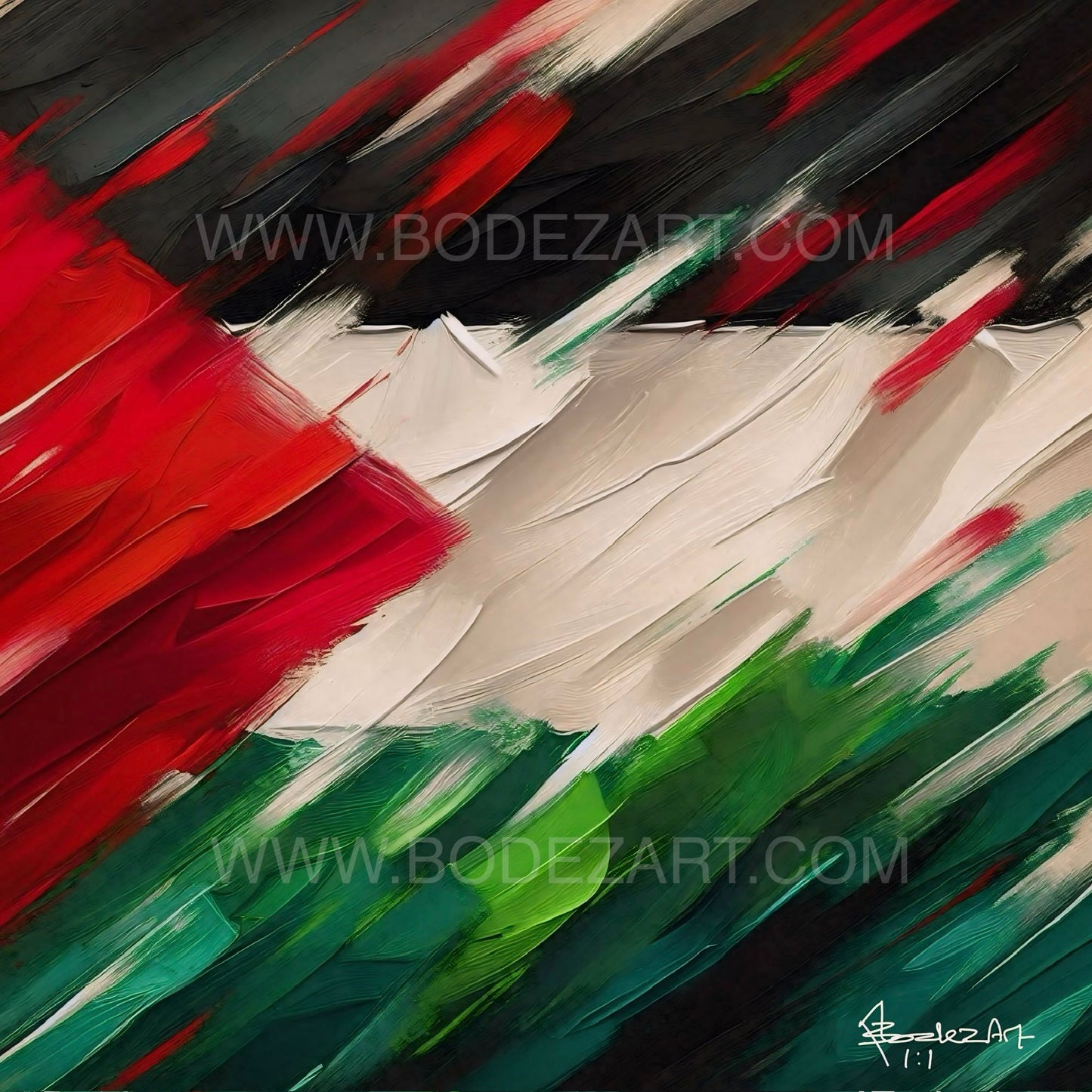 Palestine Brush Abstract | 1:1 Canvas Print