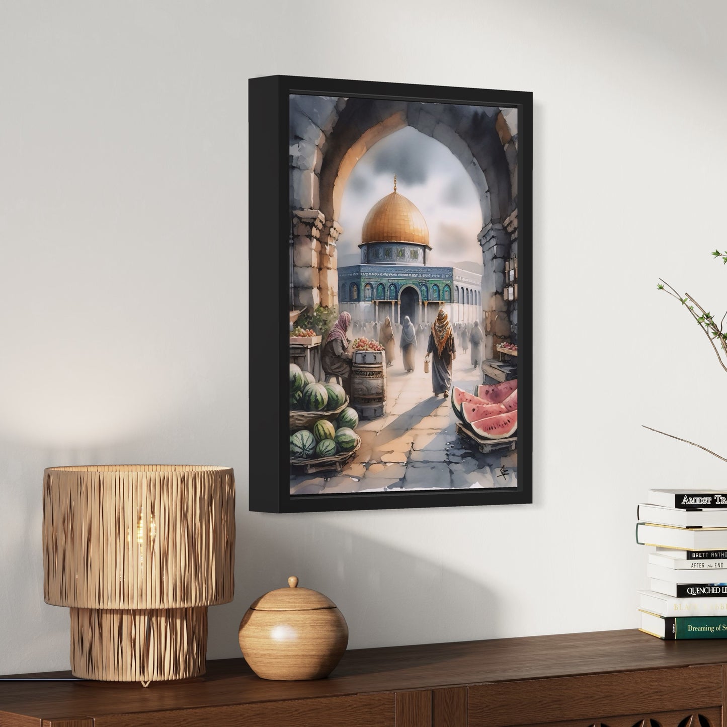 Al Quds Market - Watercolour Palestine | Framed Canvas Print