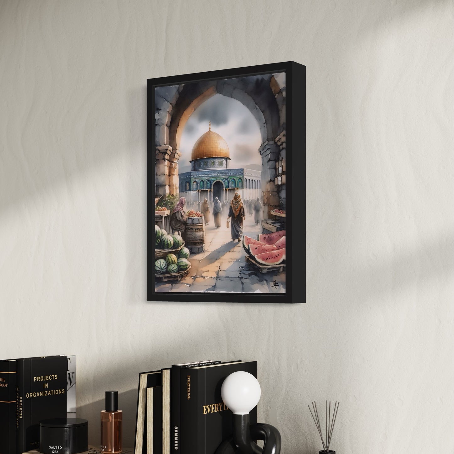 Al Quds Market - Watercolour Palestine | Framed Canvas Print