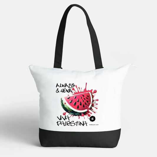 Deluxe Cotton Large Zipped Tote Bag | Viva Palestina