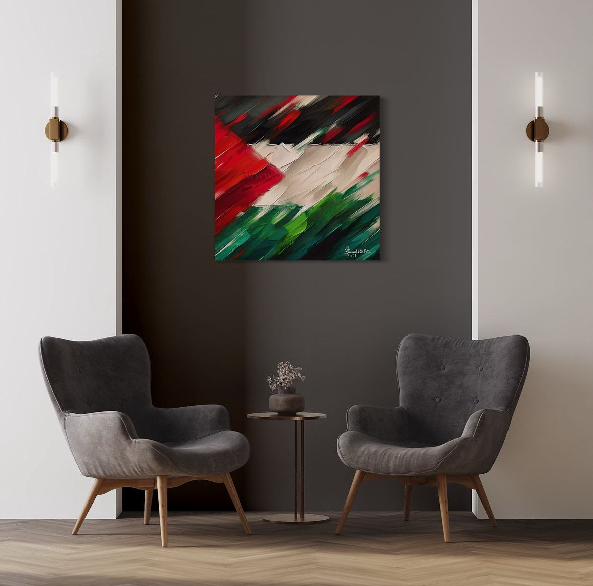 Palestine Brush Abstract | 1:1 Canvas Print