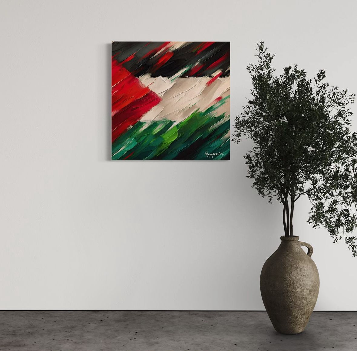 Palestine Brush Abstract | 1:1 Canvas Print