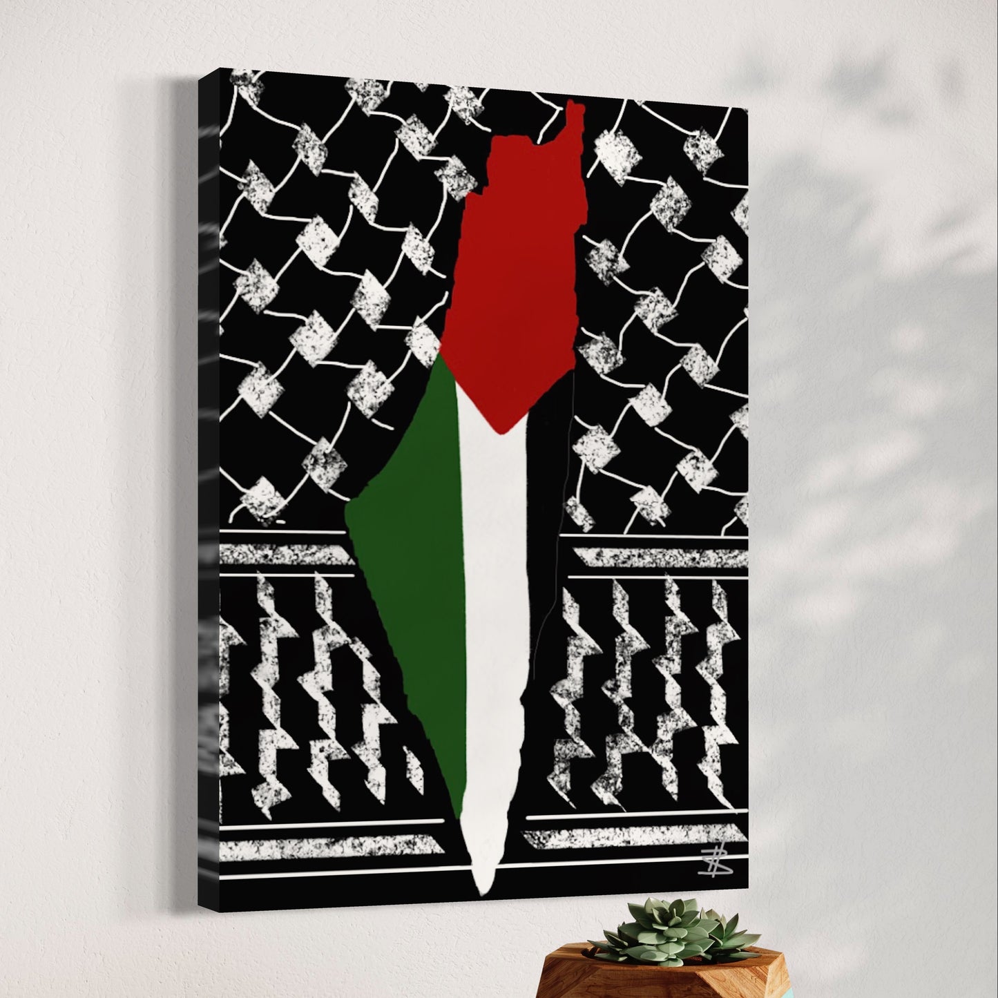 Palestinian Keffiyeh Map - Canvas Print