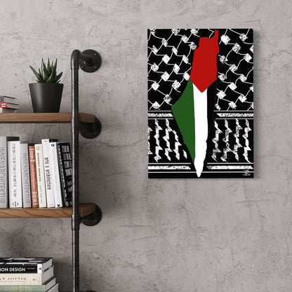 Palestinian Keffiyeh Map - Canvas Print