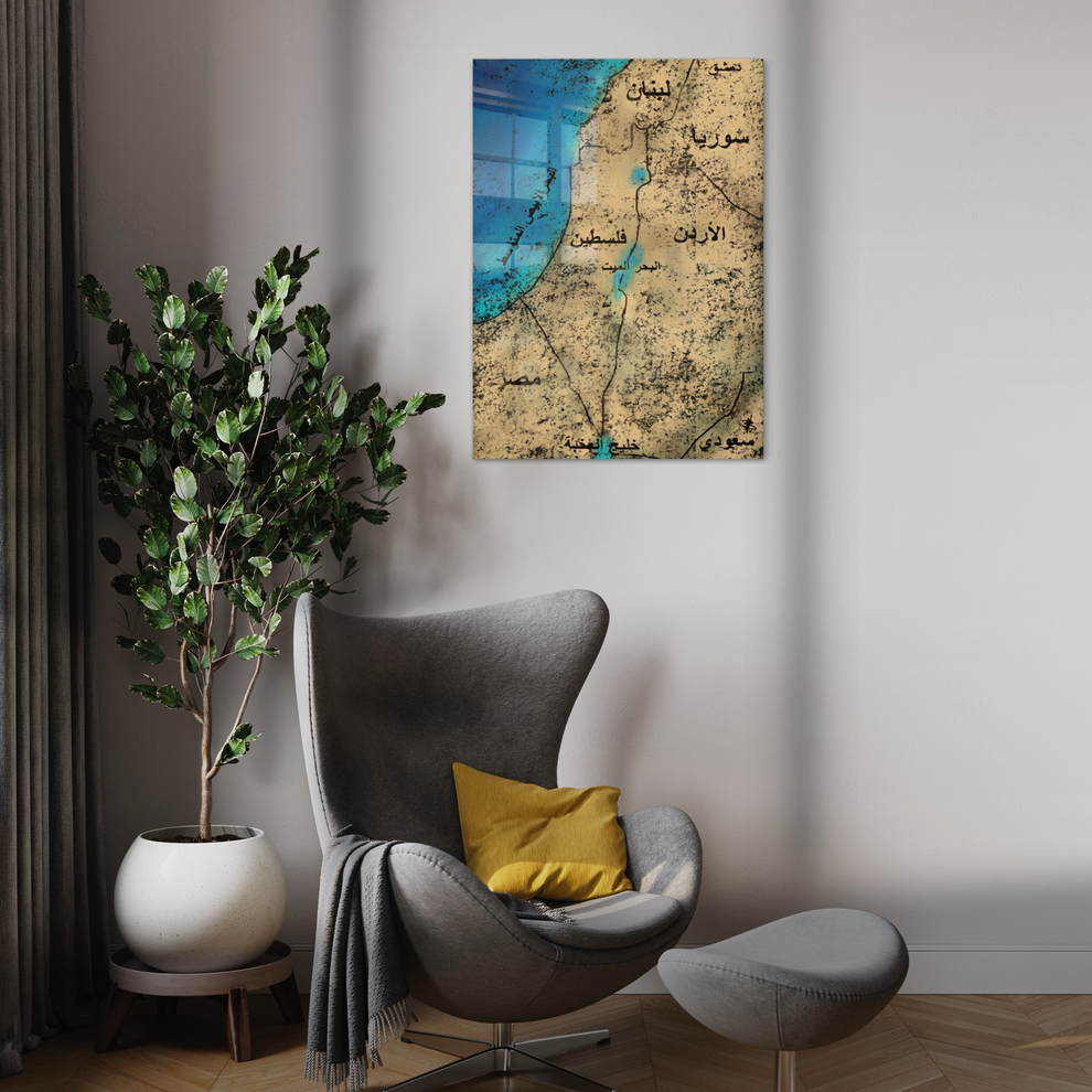 Al-Sham - Arabic Map Of Country’s East Of The Mediterranean - Glass Wa ...