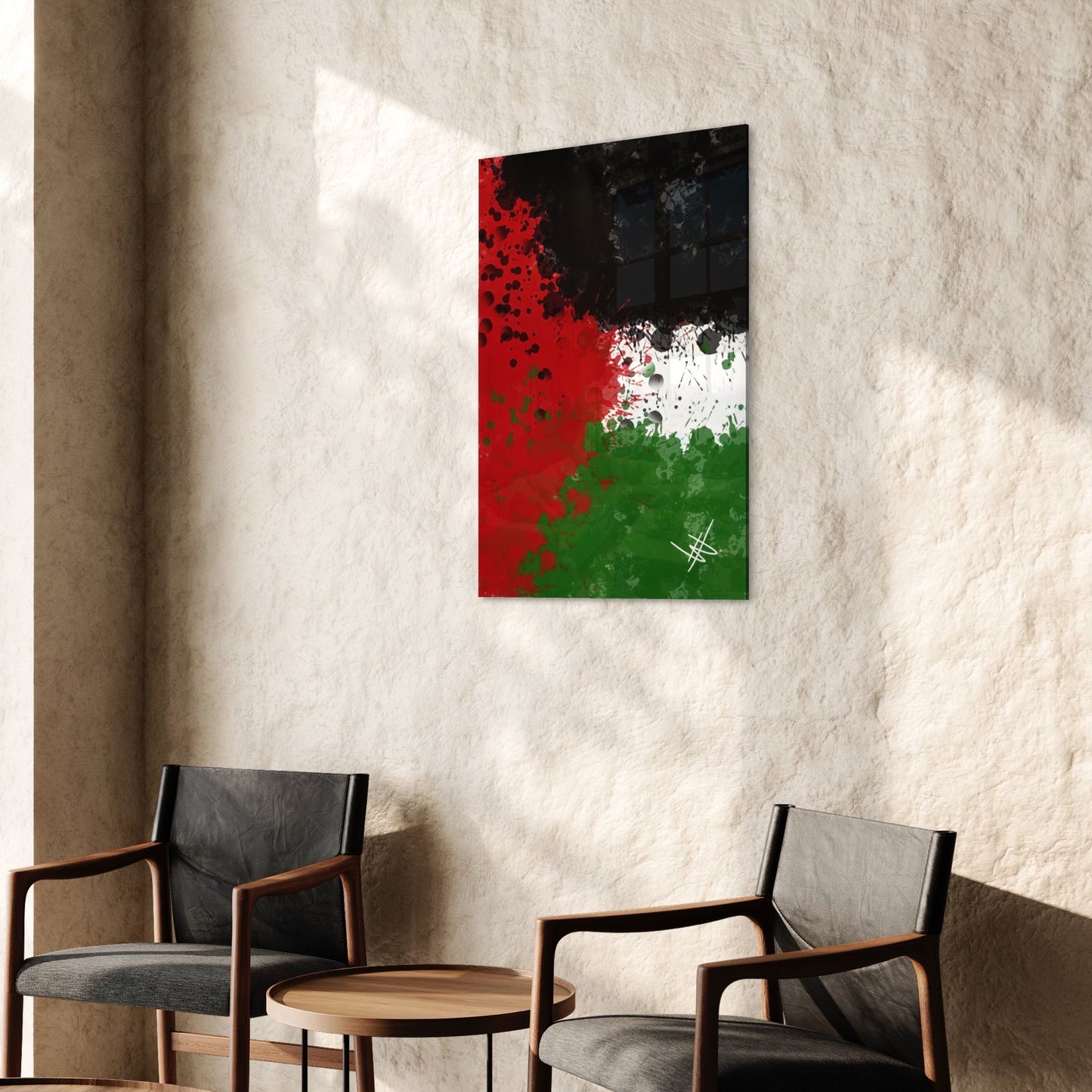 Palestine Grunge Flag - Paint Splatter Wall Art