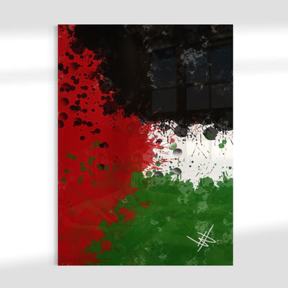 Palestine Grunge Flag - Paint Splatter Wall Art