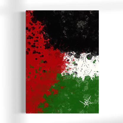 Palestine Grunge Flag - Paint Splatter Wall Art