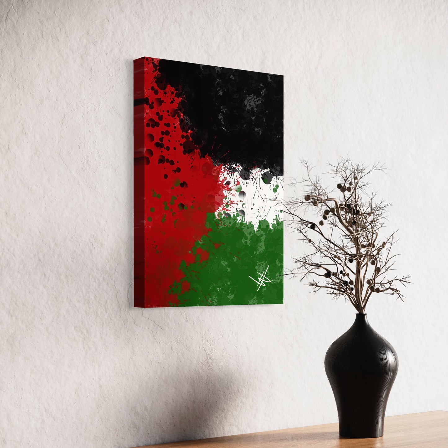 Palestine Grunge Flag - Paint Splatter Wall Art