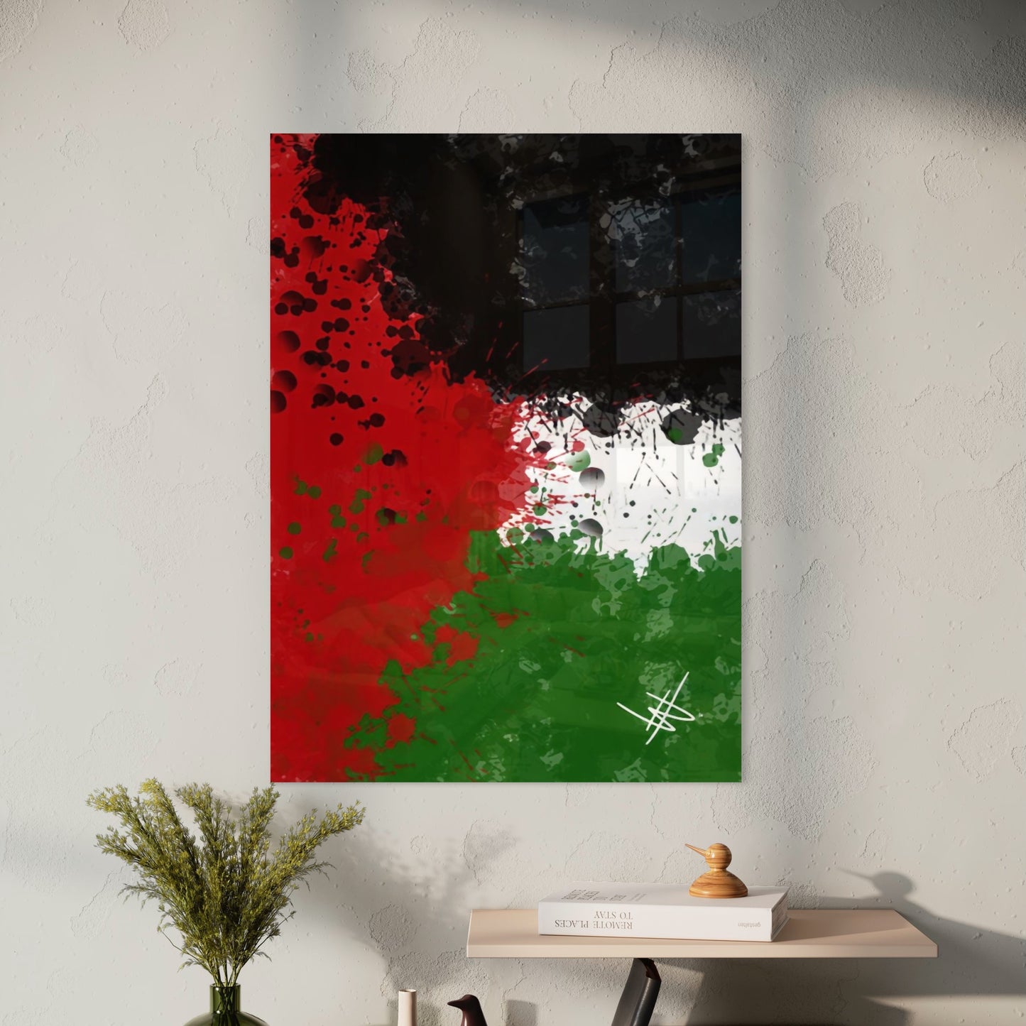 Palestine Grunge Flag - Paint Splatter Wall Art