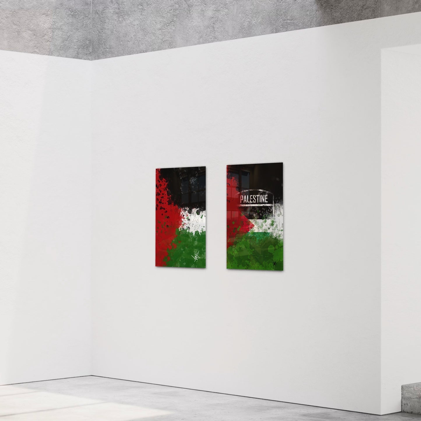 Palestine Grunge Flag - Paint Splatter Wall Art