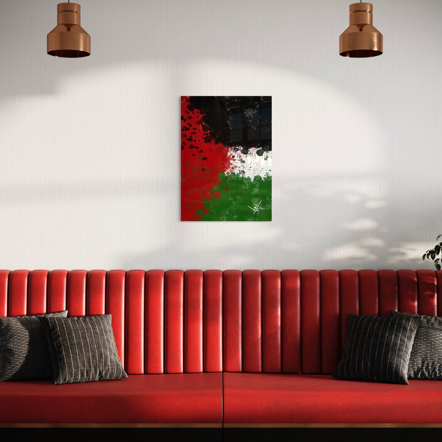 Palestine Grunge Flag - Paint Splatter Wall Art