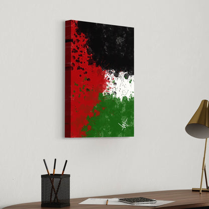 Palestine Grunge Flag - Paint Splatter Wall Art