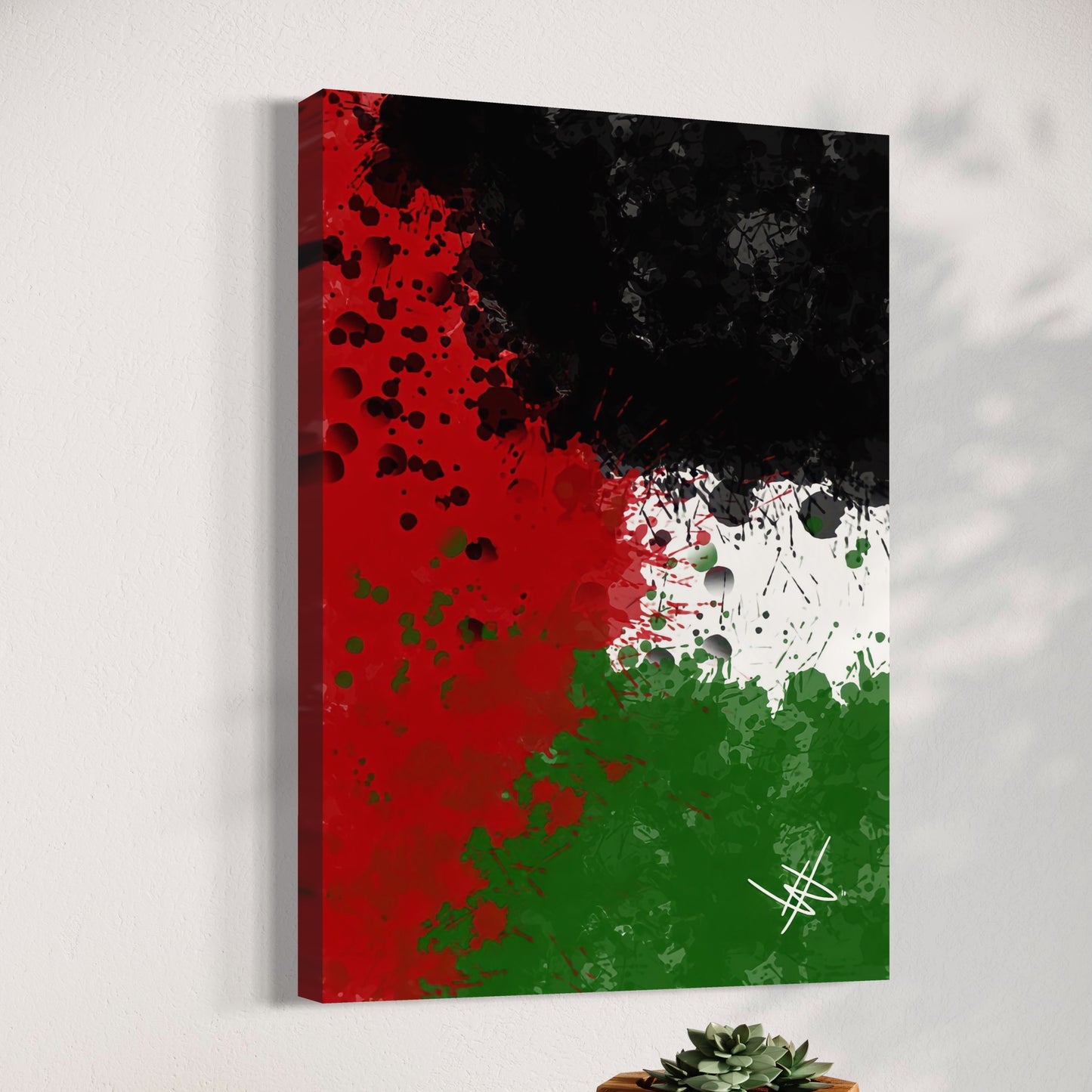 Palestine Grunge Flag - Paint Splatter Wall Art