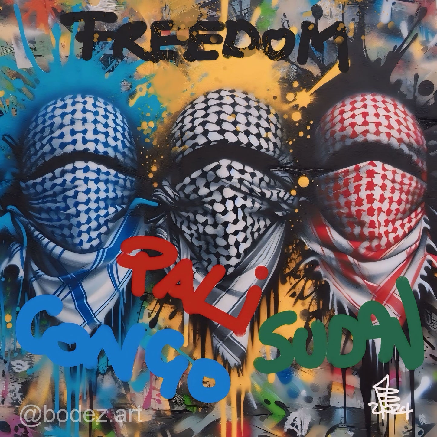 Free Congo. Free Palestine, Free Sudan | Graffiti Canvas Print