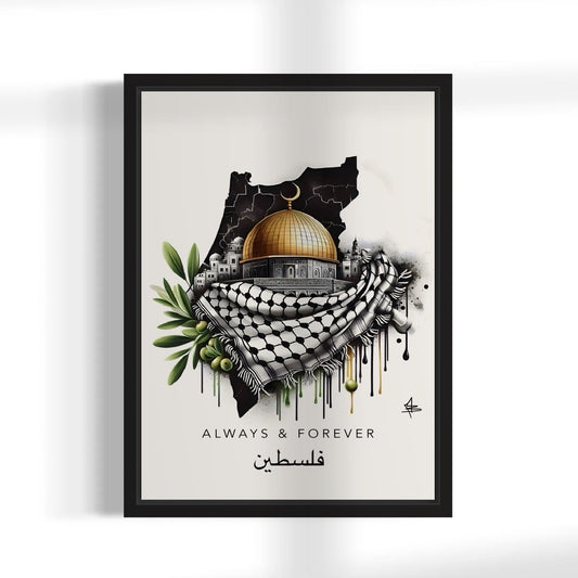 Always & Forever Dome Of The Rock - Palestine Graffiti Framed Canvas