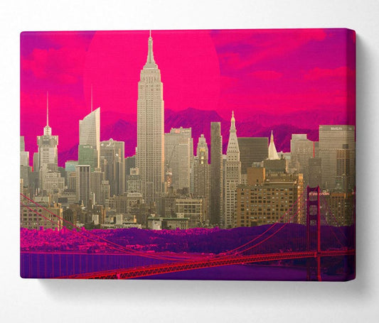 Pink City Views - Abstract Canvas Wall Art
